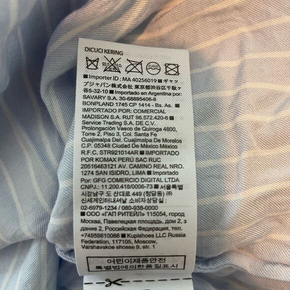 Banana Republic Striped Poplin Blouse Blue White Button Shoulder Accent M - Picture 8 of 8